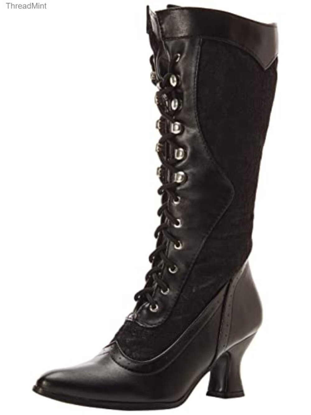Women's Lace Up Knee High Heeled Boots Victorian Steampunk Costume Shoes